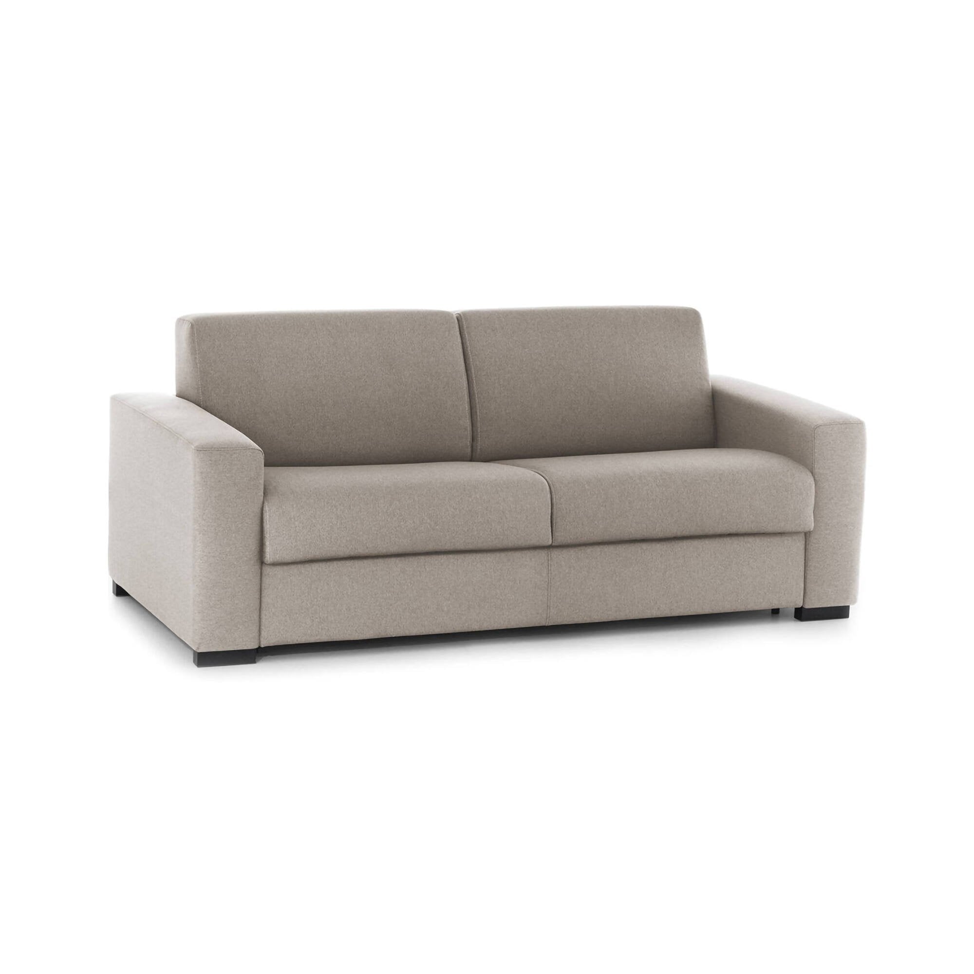 Divano Letto Andymion, Divano a 2 posti Large, Made in Italy, SofÒ  Soggiorno con apertura girevole, in tessuto imbottito, con Braccioli standard, cm 200x95h90, Tortora