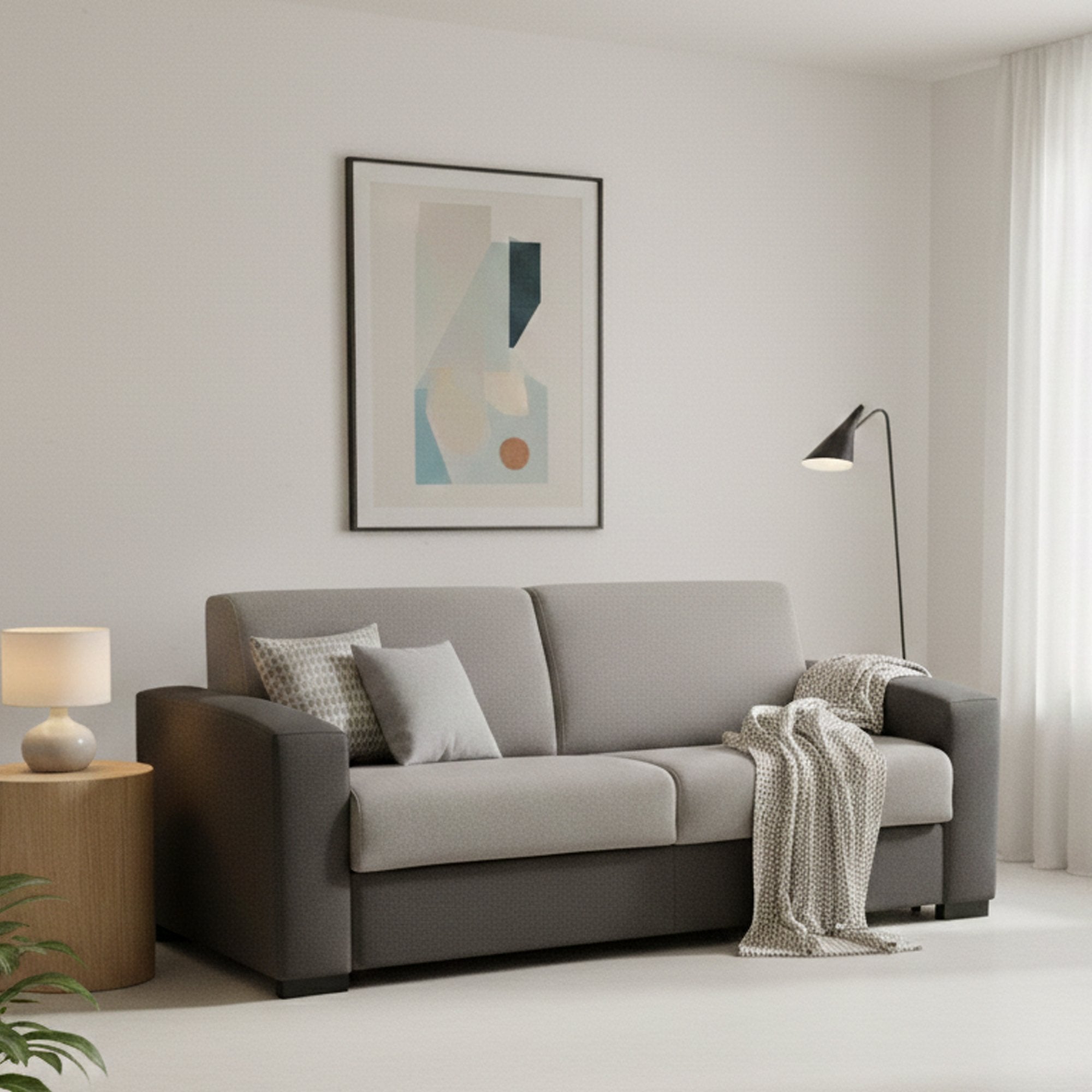 Andymion, Divano Letto 2 Posti Sfoderabile Made in Italy, 200x95 cm Grigio