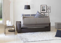 Divano Letto Estia, Divano a 3 posti, Made in Italy, SofÒ  Soggiorno con apertura girevole, in tessuto imbottito, con Braccioli standard, cm 220x95h90, Grigio e Antracite