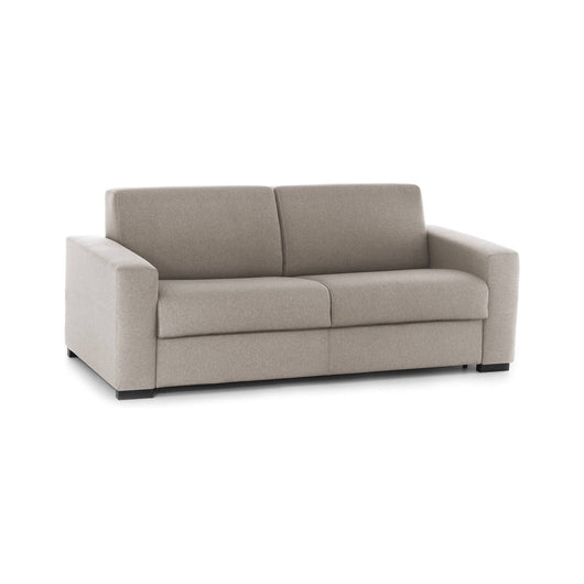 Divano Letto Zinnia, Divano a 3 posti, Made in Italy, SofÒ  Soggiorno con apertura girevole, in tessuto imbottito, con Braccioli slim, cm 200x95h90, Tortora