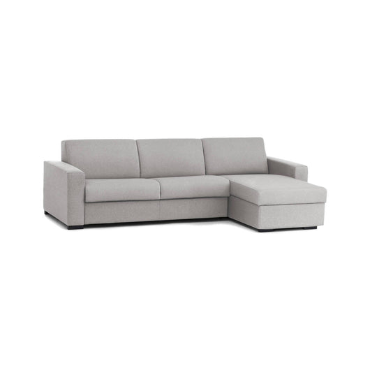 Divano Letto Aika, Divano ad angolo, Made in Italy, SofÒ  con apertura girevole, con Penisola contenitore reversibile, con Braccioli standard, cm 280x95h90, Grigio