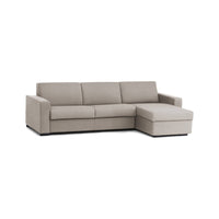 Divano Letto Aika, Divano ad angolo, Made in Italy, SofÒ  con apertura girevole, con Penisola contenitore reversibile, con Braccioli standard, cm 280x95h90, Tortora