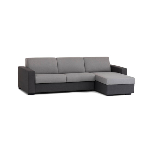 Divano Letto Aika, Divano ad angolo, Made in Italy, SofÒ  con apertura girevole, con Penisola contenitore reversibile, con Braccioli standard, cm 280x95h90, Grigio e Antracite