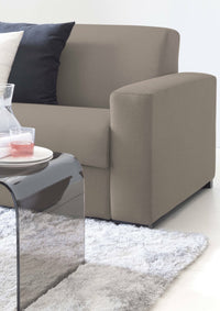 Divano fisso Azzurrite, Divano a 2 posti, Made in Italy, SofÒ  Soggiorno in tessuto imbottito, con Braccioli standard, cm 180x95h90, Tortora