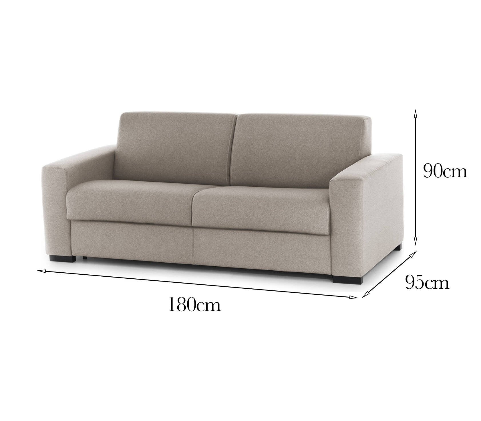 Divano fisso Azzurrite, Divano a 2 posti, Made in Italy, SofÒ  Soggiorno in tessuto imbottito, con Braccioli standard, cm 180x95h90, Tortora