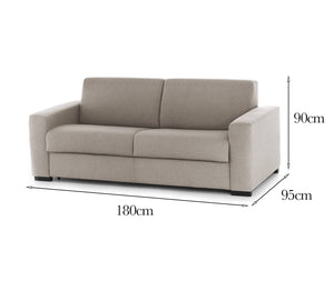 Divano fisso Azzurrite, Divano a 2 posti, Made in Italy, SofÒ  Soggiorno in tessuto imbottito, con Braccioli standard, cm 180x95h90, Tortora