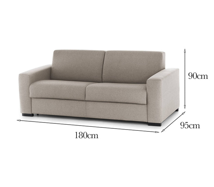 Divano fisso Azzurrite, Divano a 2 posti, Made in Italy, SofÒ  Soggiorno in tessuto imbottito, con Braccioli standard, cm 180x95h90, Tortora