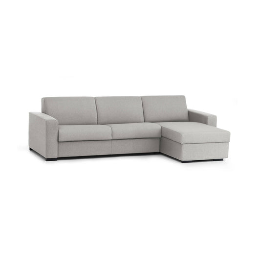 Divano fisso Atos, Divano ad angolo, Made in Italy, SofÒ  Soggiorno, con Penisola contenitore reversibile, in tessuto imbottito, con Braccioli standard, cm 280x95h90, Grigio