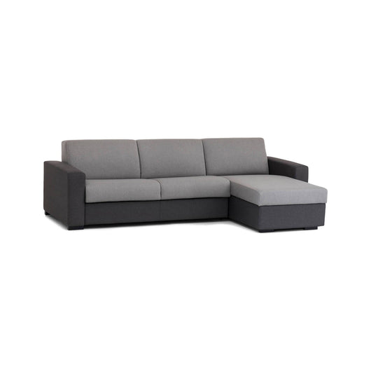 Divano fisso Atos, Divano ad angolo, Made in Italy, SofÒ  Soggiorno, con Penisola contenitore reversibile, in tessuto imbottito, con Braccioli standard, cm 280x95h90, Grigio e Antracite