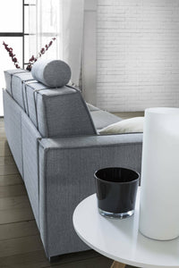 Divano Letto Alano, Divano a 2 posti, Made in Italy, SofÒ  Soggiorno con apertura girevole, in tessuto imbottito, con Braccioli standard, cm 180x95h90, Grigio
