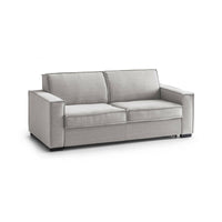 Divano Letto Alano, Divano a 2 posti, Made in Italy, SofÒ  Soggiorno con apertura girevole, in tessuto imbottito, con Braccioli standard, cm 180x95h90, Grigio