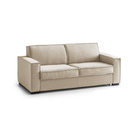 Divano Letto Alisa, Divano a 2 posti Large, Made in Italy, SofÒ  Soggiorno con apertura girevole, in tessuto imbottito, con Braccioli slim, cm 180x95h90, Beige