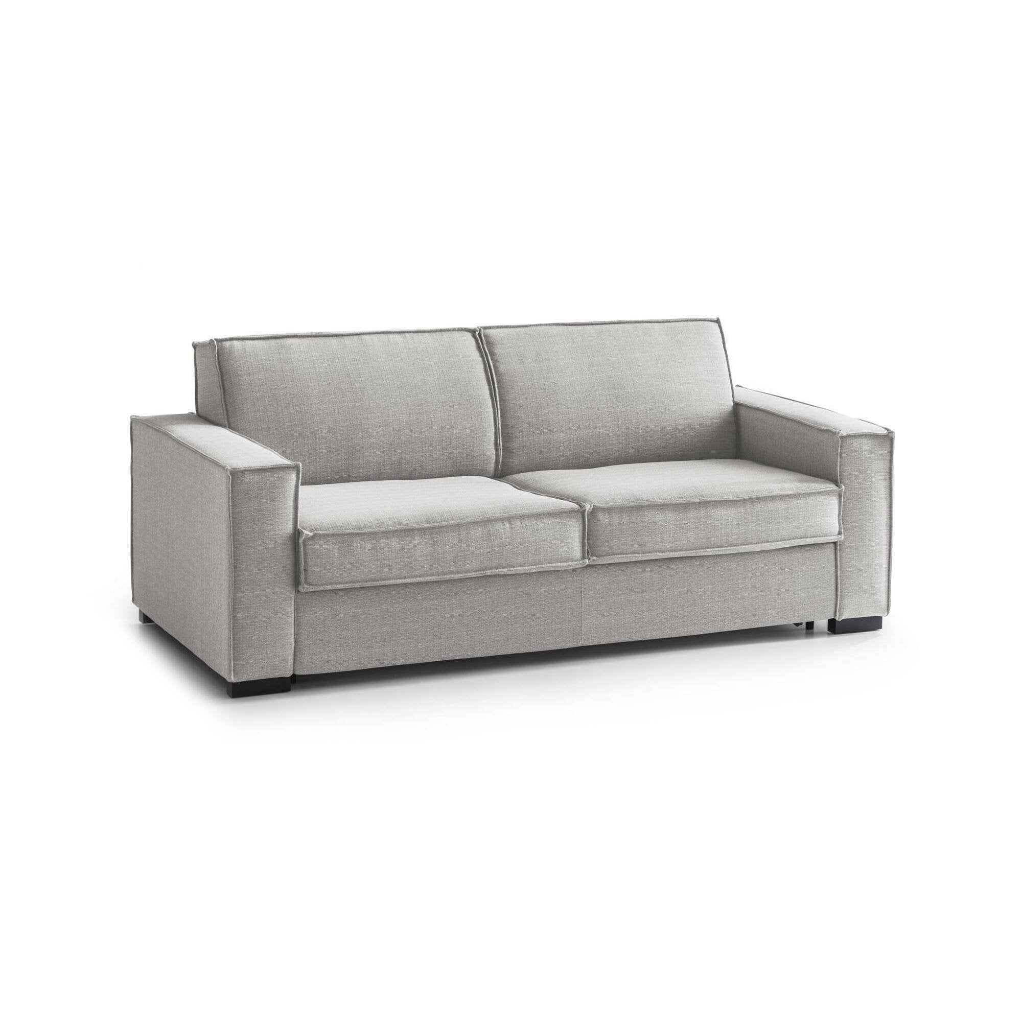 Divano Letto Alisa, Divano a 2 posti Large, Made in Italy, SofÒ  Soggiorno con apertura girevole, in tessuto imbottito, con Braccioli slim, cm 180x95h90, Grigio