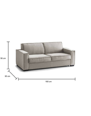 Divano Letto Alk, Divano a 2 posti, Made in Italy, SofÒ  Soggiorno con apertura girevole, in tessuto imbottito, con Braccioli slim, cm 160x95h90, Tortora