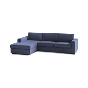 Divano Letto Allaida, Divano ad angolo, Made in Italy, SofÒ  con apertura girevole, Penisola contenitore Sinistra, con Braccioli standard, cm 280x95h90, Blu