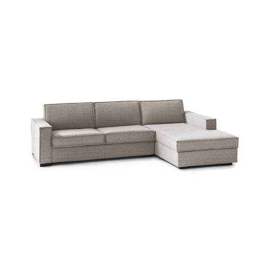Divano Letto Afar, Divano ad angolo, Made in Italy, SofÒ  con apertura girevole, Penisola contenitore Destra, con Braccioli slim, cm 260x95h90, Tortora