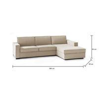 Divano fisso Ametrino, Divano ad angolo, Made in Italy, SofÒ  Soggiorno con, penisola contenitore Destra, con Braccioli standard, cm 280x95h90, Beige