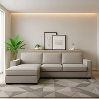 Divano fisso Sodalite, Divano ad angolo, Made in Italy, SofÒ  Soggiorno con, penisola contenitore Sinistra, con Braccioli slim, cm 260x95h90, Tortora