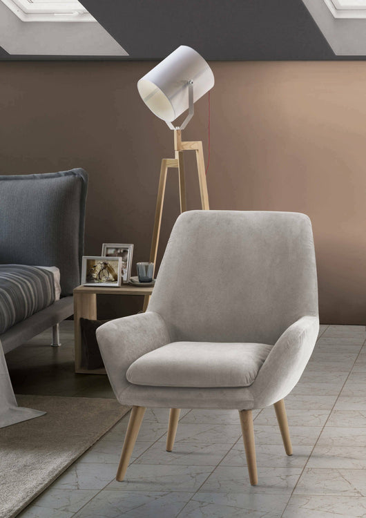 Poltrona Anido, Poltrona di design da salotto, 100% Made in Italy, Poltroncina relax in tessuto imbottito, cm 80x70h95, Grigio