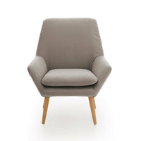 Poltrona Anido, Poltrona di design da salotto, 100% Made in Italy, Poltroncina relax in tessuto imbottito, cm 80x70h95, Tortora