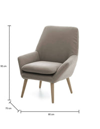 Poltrona Anido, Poltrona di design da salotto, 100% Made in Italy, Poltroncina relax in tessuto imbottito, cm 80x70h95, Tortora