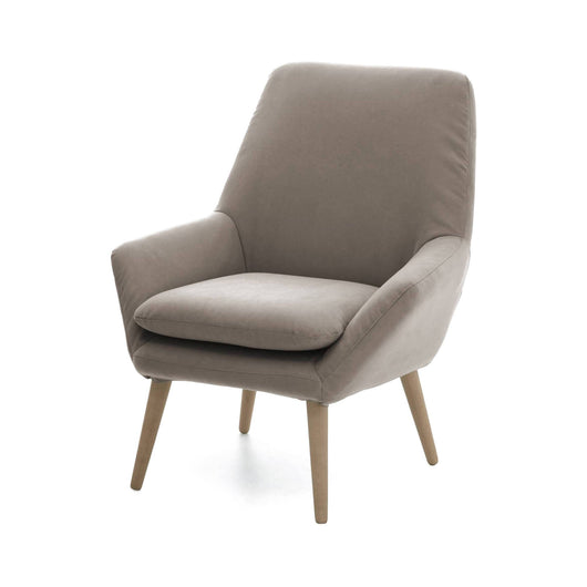 Poltrona Anido, Poltrona di design da salotto, 100% Made in Italy, Poltroncina relax in tessuto imbottito, cm 80x70h95, Tortora