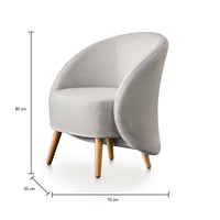 Poltrona Alla, Poltrona di design da salotto, 100% Made in Italy, Poltroncina relax in tessuto imbottito, cm 70x60h80, Grigio