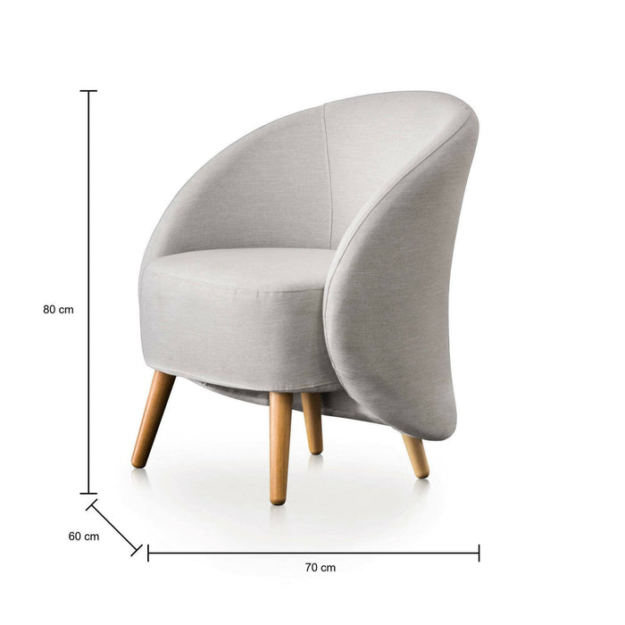 Poltrona Alla, Poltrona di design da salotto, 100% Made in Italy, Poltroncina relax in tessuto imbottito, cm 70x60h80, Grigio