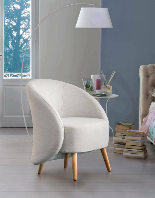 Poltrona Alla, Poltrona di design da salotto, 100% Made in Italy, Poltroncina relax in tessuto imbottito, cm 70x60h80, Grigio