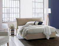 Letto matrimoniale Andyymion, Letto contenitore sfoderabile con testiera e giroLetto contenitore imbottiti, Made in Italy, adatto per materasso 160x190 cm, Beige