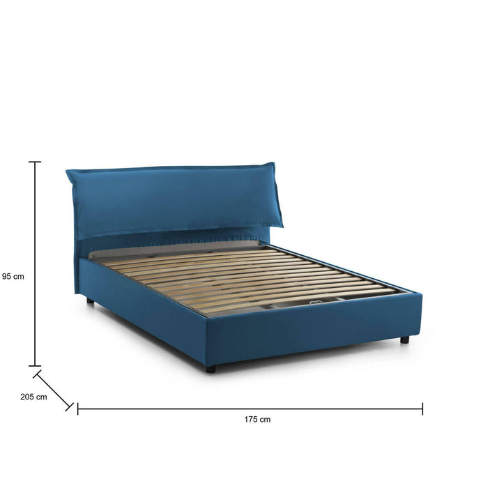 Letto matrimoniale Andyymion, Letto contenitore sfoderabile con testiera e giroLetto contenitore imbottiti, Made in Italy, adatto per materasso 160x190 cm, Blu