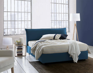 Letto matrimoniale Apaia, Letto contenitore sfoderabile con testiera e giroLetto contenitore imbottiti, Made in Italy, adatto per materasso 160x200 cm, Blu