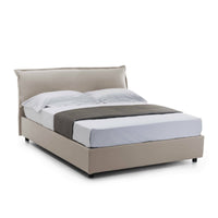 Letto matrimoniale Andyymion, Letto contenitore sfoderabile con testiera e giroLetto contenitore imbottiti, Made in Italy, adatto per materasso 160x190 cm, Tortora