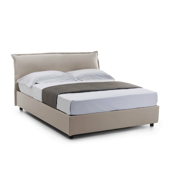 Letto matrimoniale Andyymion, Letto contenitore sfoderabile con testiera e giroLetto contenitore imbottiti, Made in Italy, adatto per materasso 160x190 cm, Tortora