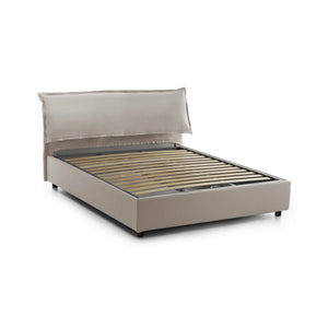 Letto matrimoniale Andyymion, Letto contenitore sfoderabile con testiera e giroLetto contenitore imbottiti, Made in Italy, adatto per materasso 160x190 cm, Tortora