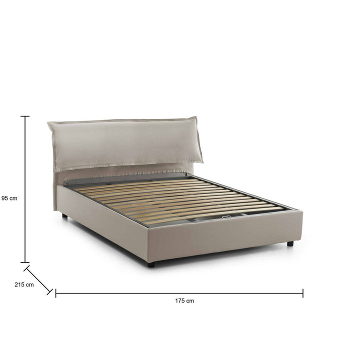 Letto matrimoniale Apaia, Letto contenitore sfoderabile con testiera e giroLetto contenitore imbottiti, Made in Italy, adatto per materasso 160x200 cm, Tortora