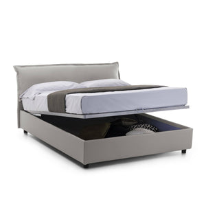 Letto matrimoniale Andyymion, Letto contenitore sfoderabile con testiera e giroLetto contenitore imbottiti, Made in Italy, adatto per materasso 160x190 cm, Grigio