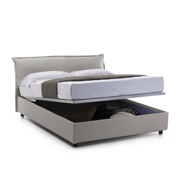 Letto matrimoniale Andyymion, Letto contenitore sfoderabile con testiera e giroLetto contenitore imbottiti, Made in Italy, adatto per materasso 160x190 cm, Grigio