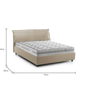 Letto matrimoniale Amilcare, Letto contenitore sfoderabile con testiera e giroLetto contenitore imbottiti, Made in Italy, con materasso 160x190 cm incluso, Beige