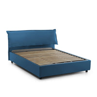 Letto matrimoniale Amilcare, Letto contenitore sfoderabile con testiera e giroLetto contenitore imbottiti, Made in Italy, con materasso 160x190 cm incluso, Blu