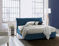 Letto matrimoniale Amilcare, Letto contenitore sfoderabile con testiera e giroLetto contenitore imbottiti, Made in Italy, con materasso 160x190 cm incluso, Blu