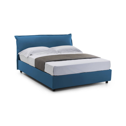 Letto matrimoniale Amilcare, Letto contenitore sfoderabile con testiera e giroLetto contenitore imbottiti, Made in Italy, con materasso 160x190 cm incluso, Blu