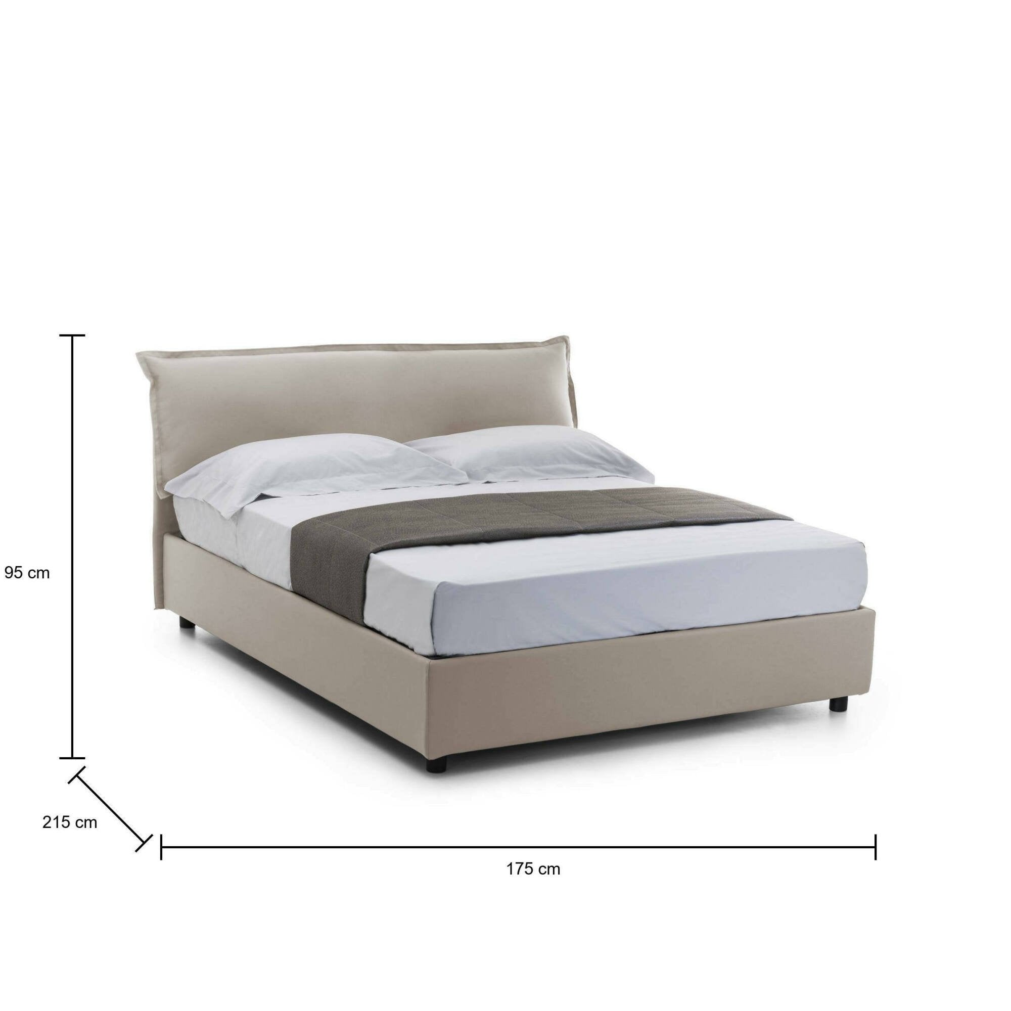 Letto matrimoniale Aishia, Letto contenitore sfoderabile con testiera e giroLetto contenitore imbottiti, Made in Italy, con materasso 160x200 cm incluso, Tortora