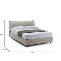 Letto matrimoniale Aishia, Letto contenitore sfoderabile con testiera e giroLetto contenitore imbottiti, Made in Italy, con materasso 160x200 cm incluso, Tortora