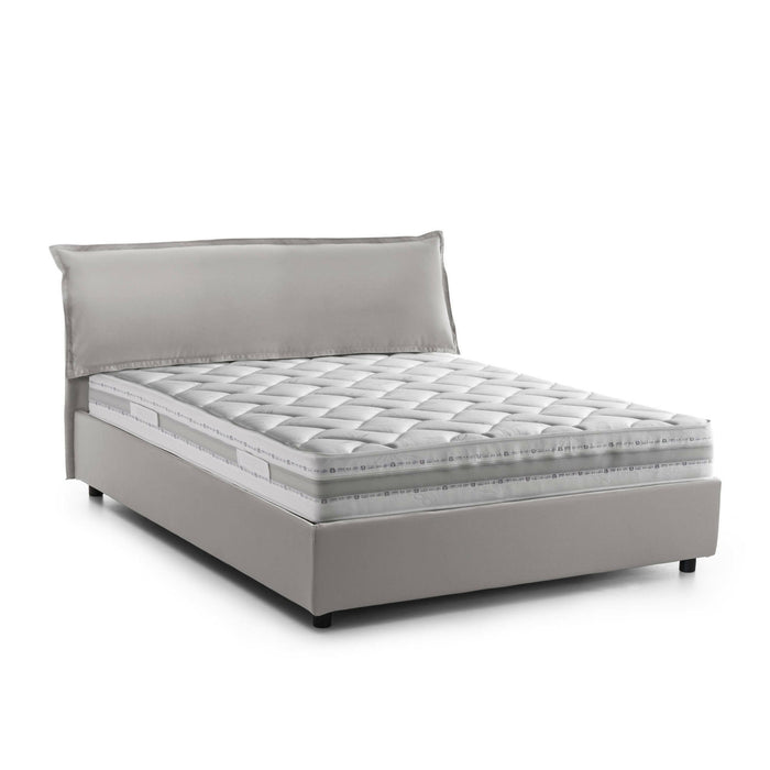 Letto matrimoniale Amilcare, Letto contenitore sfoderabile con testiera e giroLetto contenitore imbottiti, Made in Italy, con materasso 160x190 cm incluso, Grigio