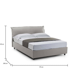 Letto matrimoniale Amilcare, Letto contenitore sfoderabile con testiera e giroLetto contenitore imbottiti, Made in Italy, con materasso 160x190 cm incluso, Grigio