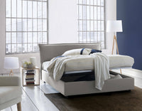 Letto matrimoniale Aishia, Letto contenitore sfoderabile con testiera e giroLetto contenitore imbottiti, Made in Italy, con materasso 160x200 cm incluso, Grigio