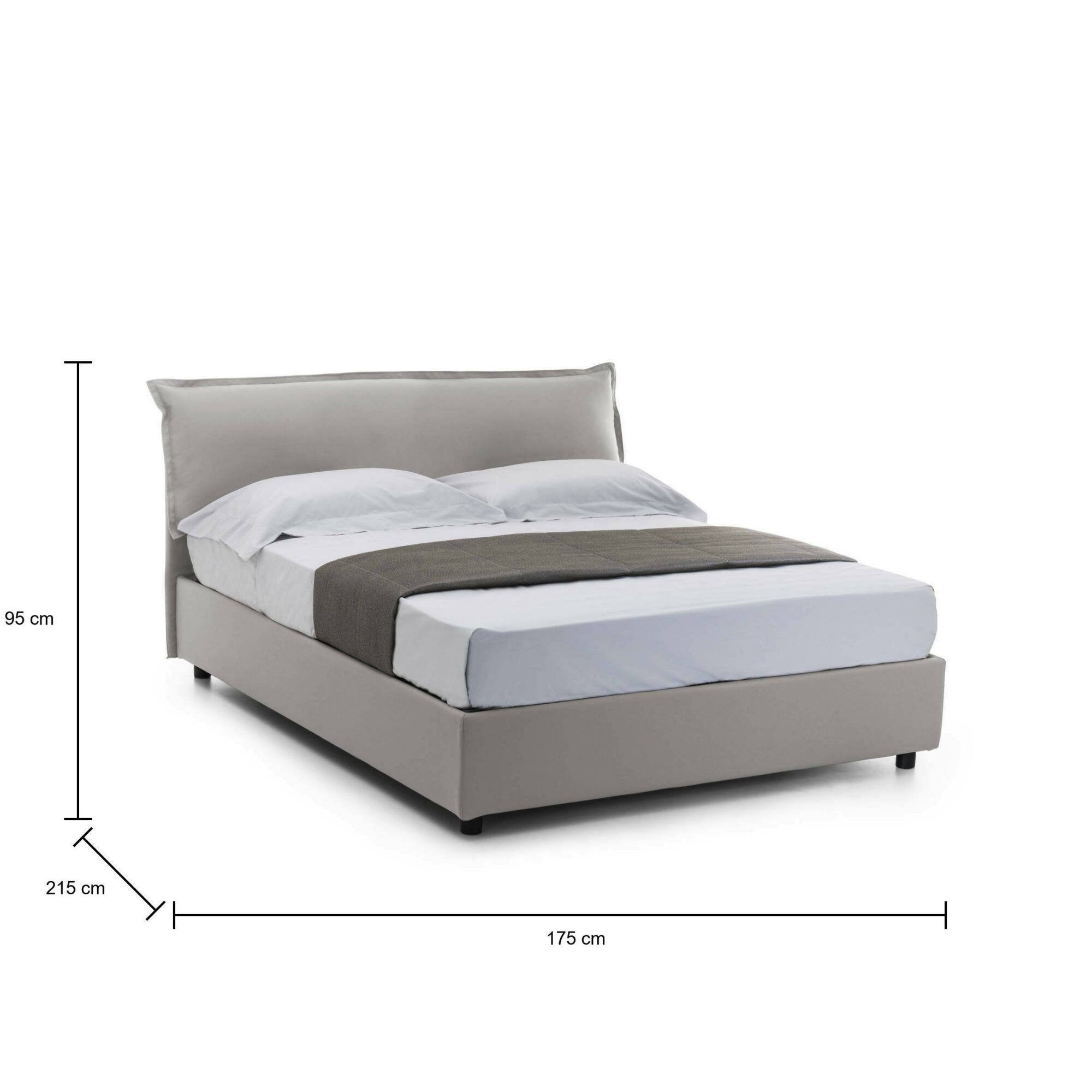 Letto matrimoniale Aishia, Letto contenitore sfoderabile con testiera e giroLetto contenitore imbottiti, Made in Italy, con materasso 160x200 cm incluso, Grigio