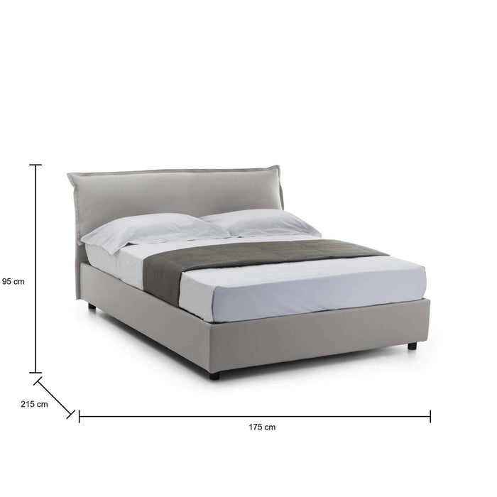 Letto matrimoniale Aishia, Letto contenitore sfoderabile con testiera e giroLetto contenitore imbottiti, Made in Italy, con materasso 160x200 cm incluso, Grigio