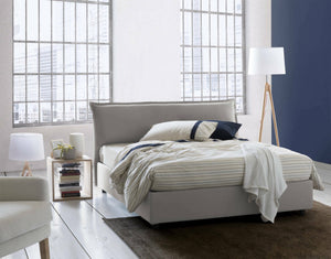 Letto matrimoniale Aishia, Letto contenitore sfoderabile con testiera e giroLetto contenitore imbottiti, Made in Italy, con materasso 160x200 cm incluso, Grigio
